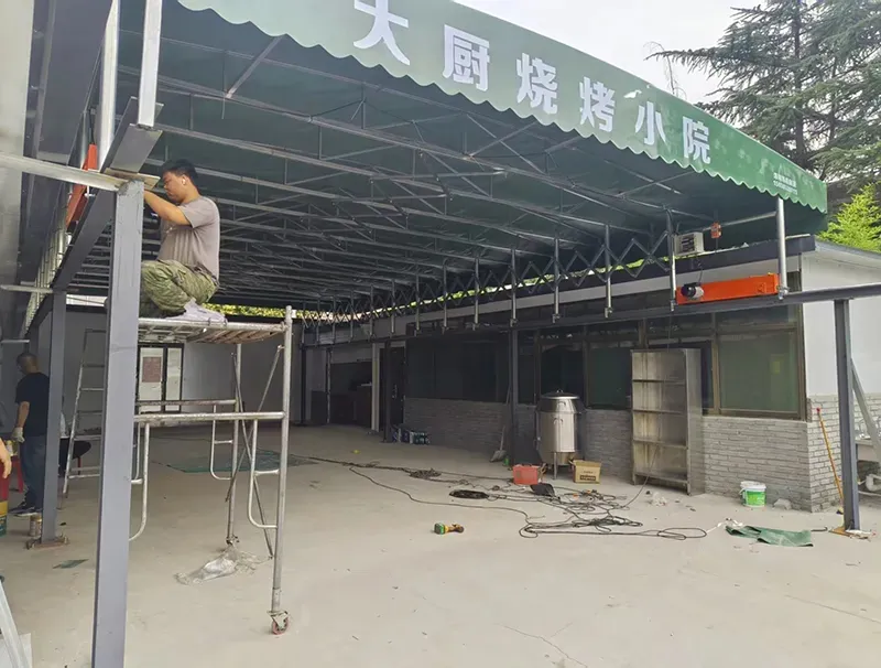 烧烤大排档电动篷安装